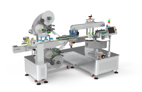翻蓋盒子上下面不干膠貼標機